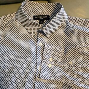 Mizzen+Main Leeward Classic Fit Blue White Geo Print Dress Shirt XL 1WS-0276